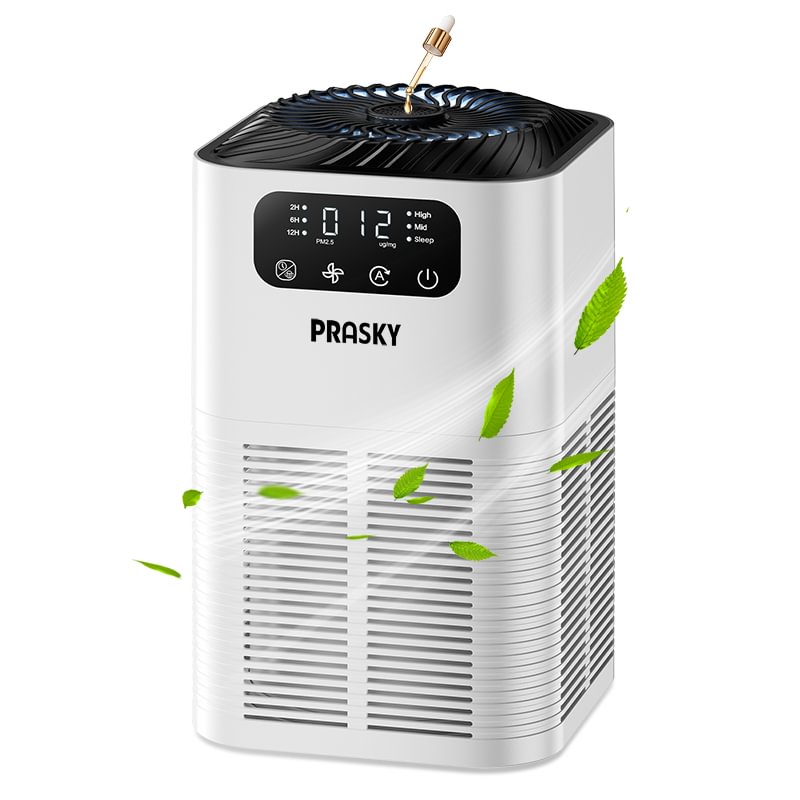 Air Purifiers for Home, PRASKY Air Purifiers for Home Large Room Up to 1076Ft², H13 True HEPA Air Filter with Fragrance Sponge, 25dB Quiet Air Purifiers for Bedroom Smoke Pet Dander Dust Pollen Odor