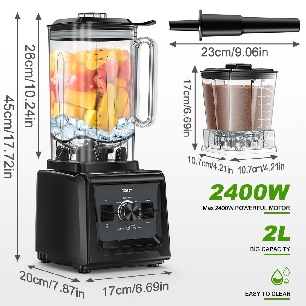 Prasky-Professional Blender for Kitchen&Smoothies, With 70oz ,2 Containers Countertop Blenders Ice Crushing,25000RPM High-Speed Blender ,Shakes & Juice, Kitchen Appliances