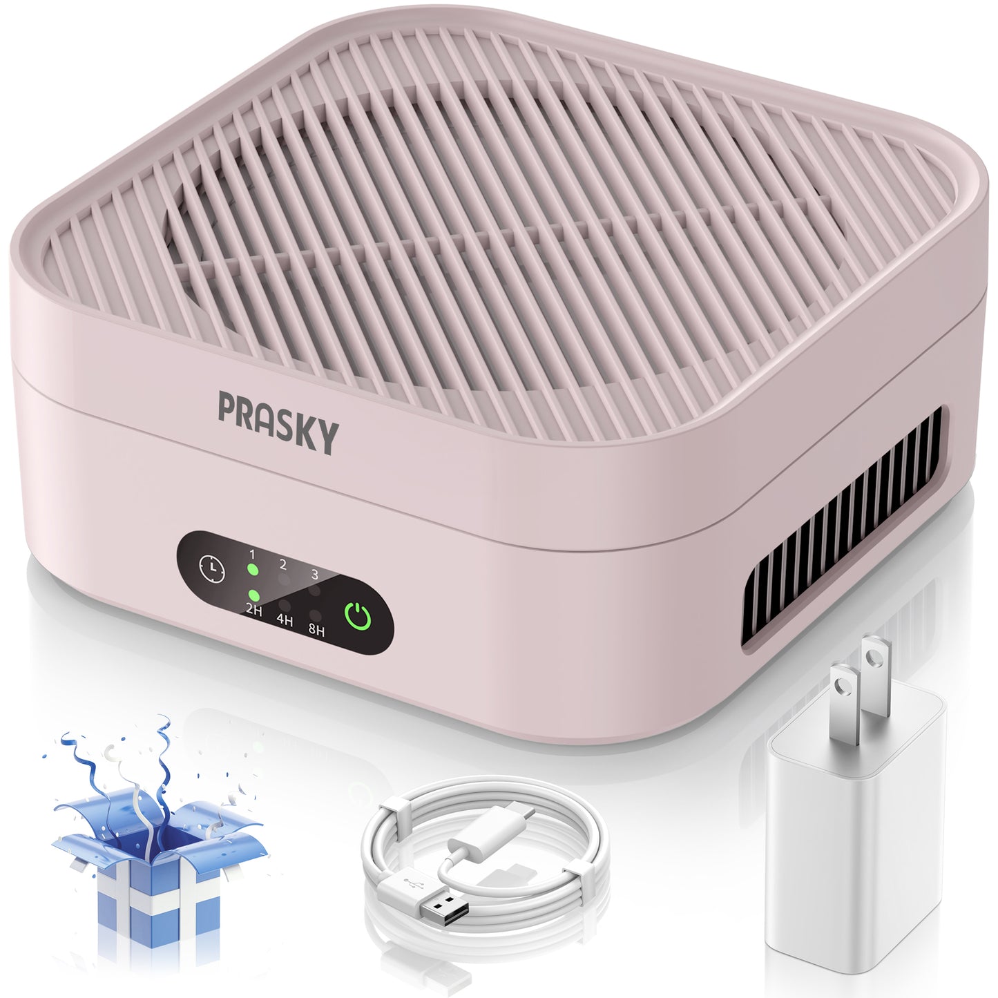 PRASKY Air Purifiers,  True HEPA Air Cleaner with 3 Speeds and Timers for Home, Office, Up to 600 ft²