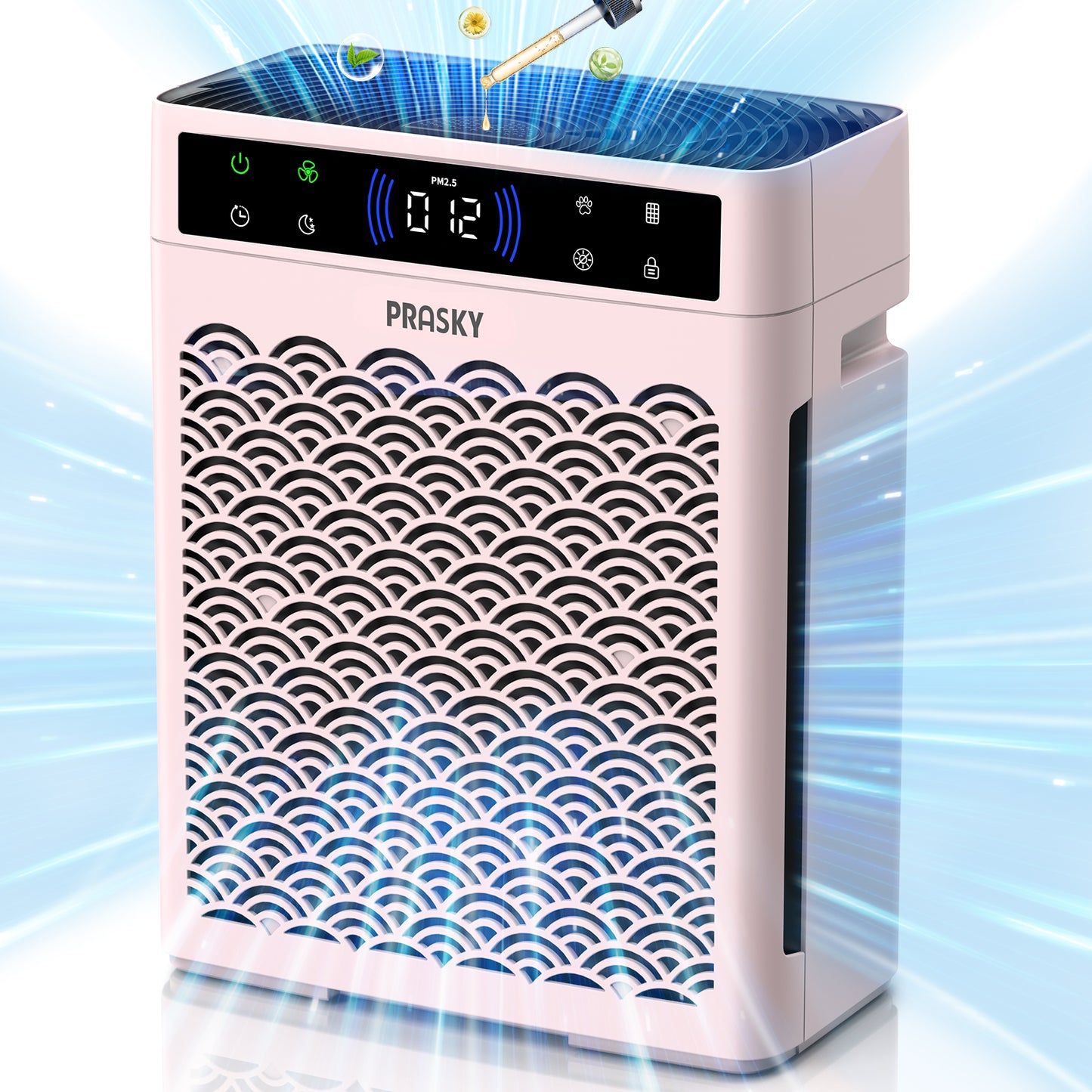 PRASKY Air Purifier for Home Large Room 2250Ft² with 16 Timer, 5 Modes, Sleep Mode