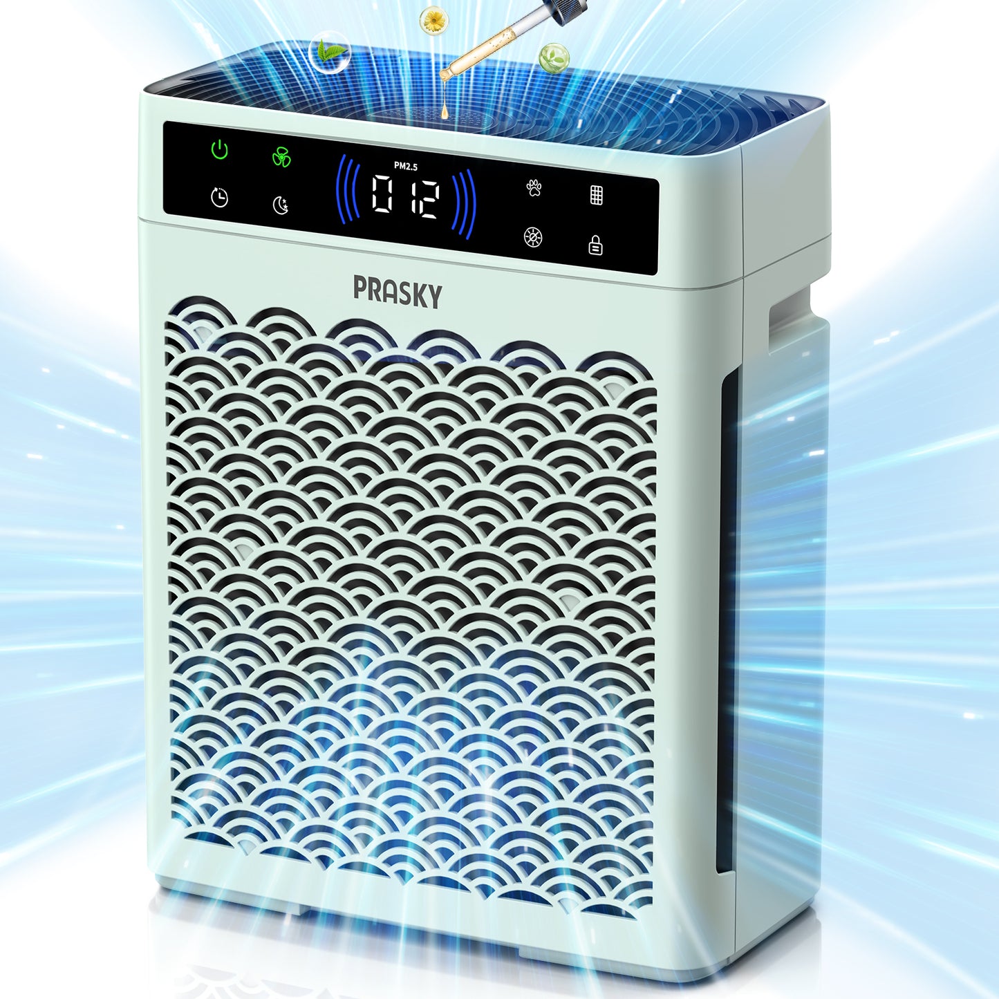 PRASKY Air Purifier for Home Large Room 2250Ft² with 16 Timer, 5 Modes, Sleep Mode