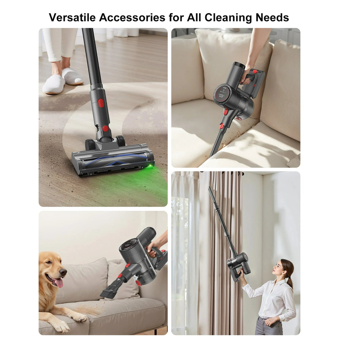 PRASKY Cordless Vacuum Cleaner, 250W Vacuum Cleaners for Home, 45mins Runtime Rechargeable Lightweight Vacuums for Hardwood Floor, Pet Hair