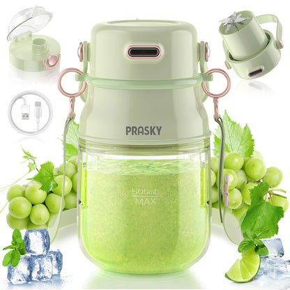 PRASKY Portable Blender, BPA Free 27oz for Juicer, Smoothies and Shakes (Green)