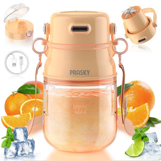 PRASKY Portable Blender, BPA Free 27oz for Juicer, Smoothies and Shakes (Orange)