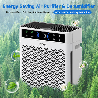 Air Purifier, PRASKY Air Purifier for Home Large Room with Activated Carbon & True HEPA Air Filters Up To 99.97% of Dust Pets Smoke Pollen Dander Smell Hair, Air Cleaner Office, Dorm room, Pets, Car