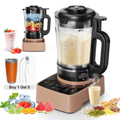 PRASKY Standmixer mit Heizung, 53-oz-Glasbehälter, 1000-W-Mixer für Smoothies, Nussmilch, Suppe