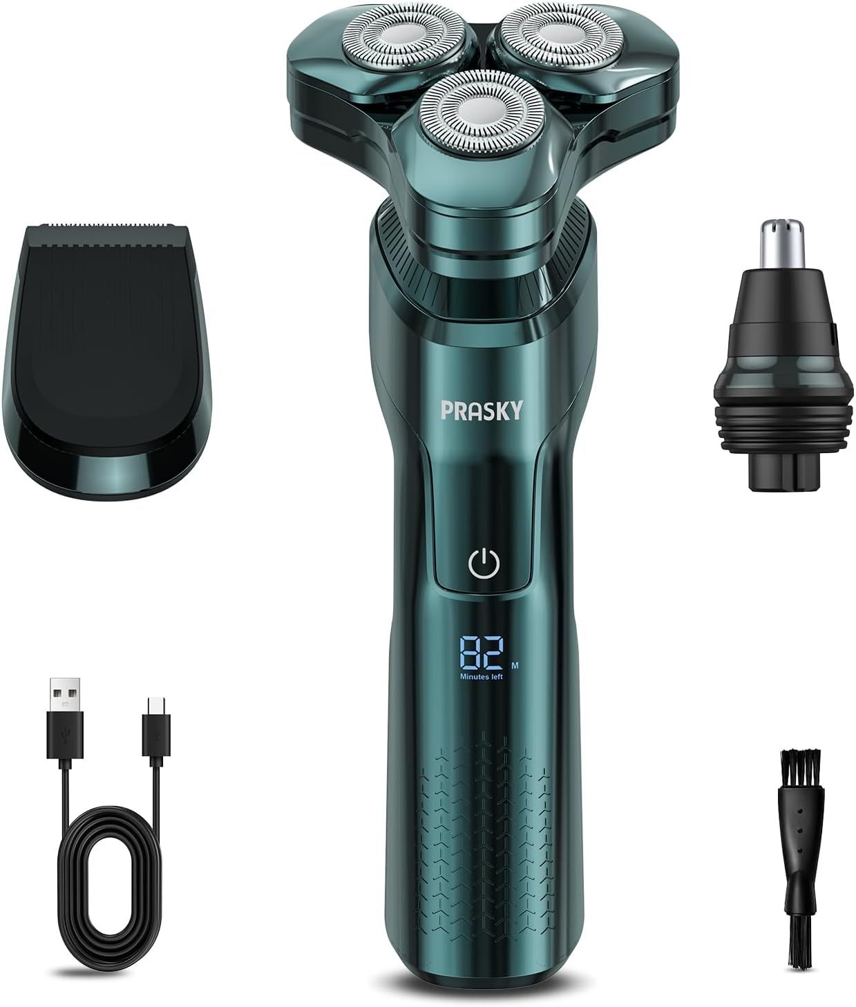 Rasoir électrique pour homme, rasoir visage 3 en 1, écran LED rotatif, rechargeable, tête flottante, lames remplaçables, tondeuse à barbe de voyage portable, kit tondeuse à cheveux 