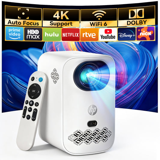 HP CC360 FHD Smart Projector with Wi-Fi, Bluetooth, Wireless Projection, Auto Focus, 4K Support for Netflix, Disney+