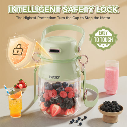 PRASKY Portable Blender, BPA Free 27oz for Juicer, Smoothies and Shakes (Green)