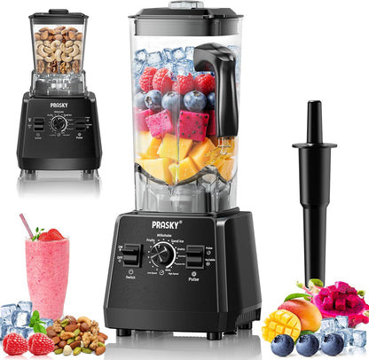 Blender for Smoothies, 102oz Large Capacity Kitchen Blender, 1000W Motor, 2-in-1 Professional Countertop Blenders and Grinder Combo for Frozen Fruit, Ice Crush, Nuts, BPA-Free - Black