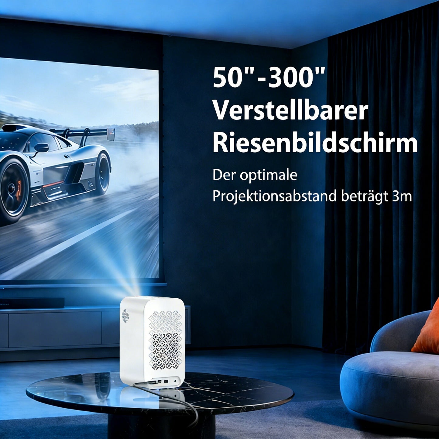 HP CC360 FHD Smart Projector with Wi-Fi, Bluetooth, Wireless Projection, Auto Focus, 4K Support for Netflix, Disney+