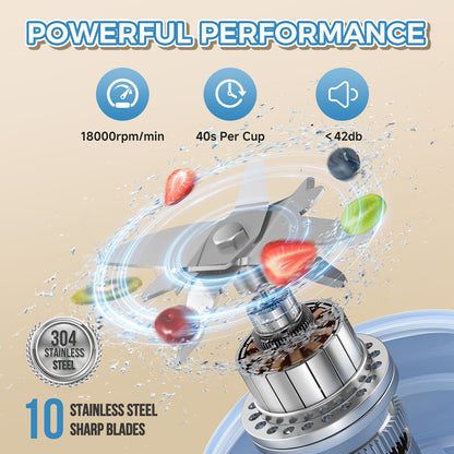 PRASKY Portable Blender, BPA Free 27oz for Juicer, Smoothies and Shakes (Blue)