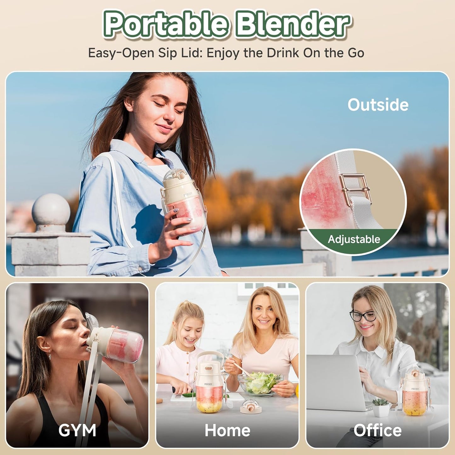 2B - PRASKY Personal Blender, BPA Free 27oz Portable Blender for Smoothies and Shakes, Juicer Blender