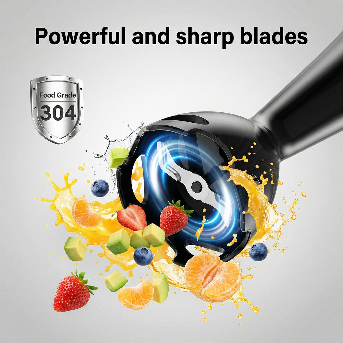 PRASKY Immersion Blender, Hand Blender for Smoothies, Food Processor, Stick Blender for Kitchen (Black)