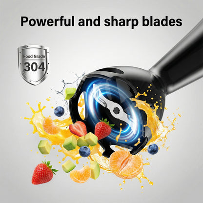 PRASKY Immersion Blender, Hand Blender for Smoothies, Food Processor, Stick Blender for Kitchen (Black)