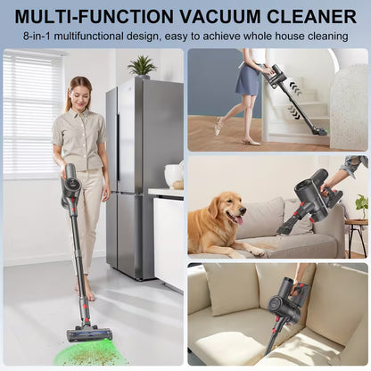 2026 Cordless Vacuum Cleaner for Home, 46Kpa Powerful Stick Vacuum with 50min Runtime, Anti-Tangle Vacuum Cleaner Strong Suction, Detachable Battery, 50.72oz Dust Cup, Rechargeable Vacuum Cleaner for Hardwood Floor Carpet Pet Hair, Car Vacuum Cleaner