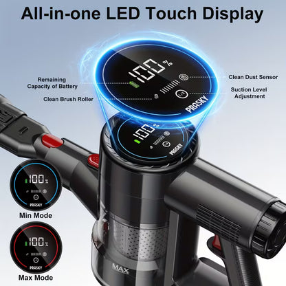 2026 Cordless Vacuum Cleaner for Home, 46Kpa Powerful Stick Vacuum with 50min Runtime, Anti-Tangle Vacuum Cleaner Strong Suction, Detachable Battery, 50.72oz Dust Cup, Rechargeable Vacuum Cleaner for Hardwood Floor Carpet Pet Hair, Car Vacuum Cleaner