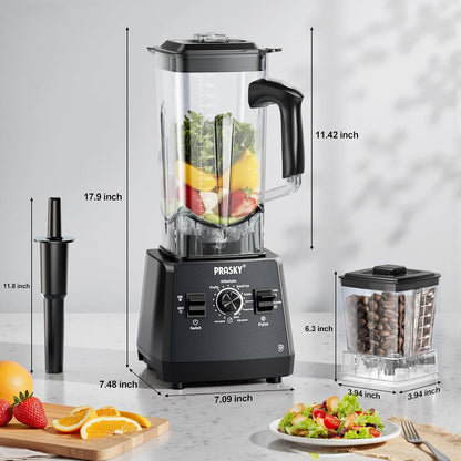 Blenders for Kitchen, Smoothie Blender, 2400W PRASKY Countertop Blender with 101oz Juice & Grinder Jar, BPA-Free, 25000 RPM Blender for Smoothies, Ice, Frozen Fruit (Gray, 3L)