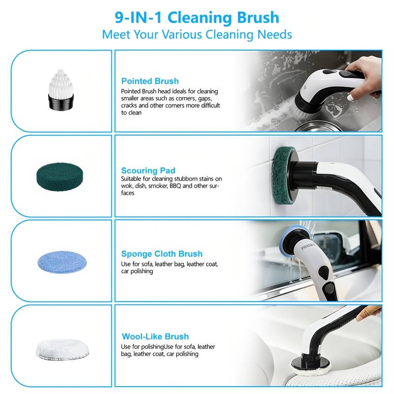 4/6pcs Replacement Brush Heads For PRASKY Electric Spin Scrubber – Multi-Surface Cleaning For Kitchen, Car, Glass, Floor & Bathroom