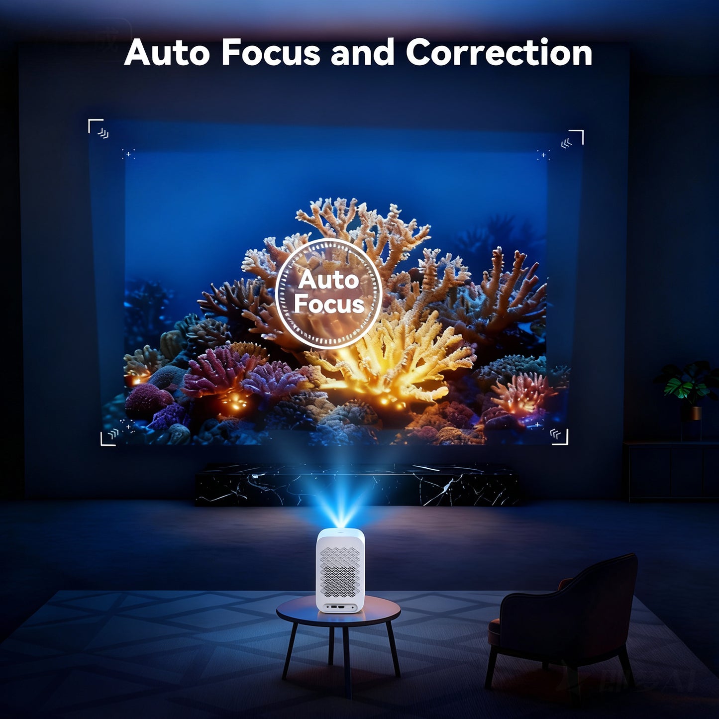 HP CC360 FHD Smart Projector with Wi-Fi, Bluetooth, Wireless Projection, Auto Focus, 4K Support for Netflix, Disney+