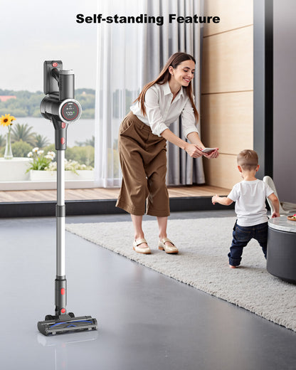 PRASKY Cordless Stick Vacuum Cleaner Adjustable Length Lightweight for Carpet Hard Floor Pet Hair