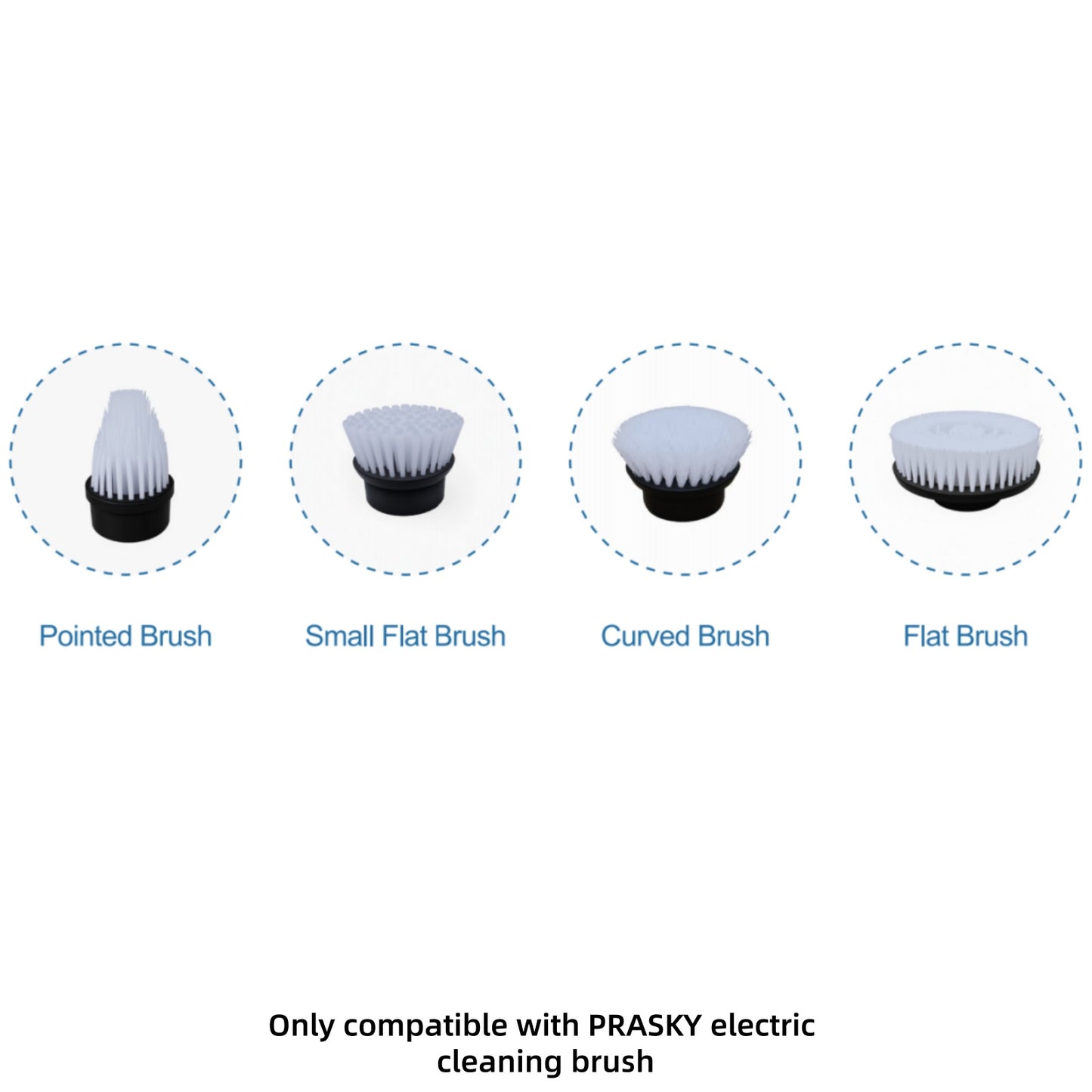 4/6pcs Replacement Brush Heads For PRASKY Electric Spin Scrubber – Multi-Surface Cleaning For Kitchen, Car, Glass, Floor & Bathroom