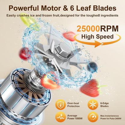 PRASKY Standmixer, Mixer für die Küche mit 1000-W-Motor, großes Fassungsvermögen von 70 oz, professionelle Mixer für Smoothies, Entsafter, Kaffeebohnen, Getreide und Gewürze (schwarz)