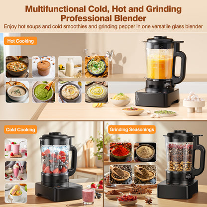 2B - PRASKY Countertop Blender with Heating, 55oz Glass Jar, 1000W Blender for Smoothie, Nut Milk, Soup