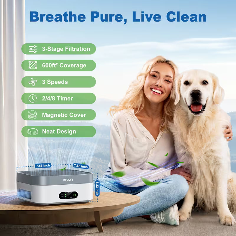 2026 Air Purifiers And Air Purifiers for Home Bedroom Up to 700 Ft², True HEPA Air Purifier for Pets Dust Dander Pollen Odor Smoke, New Quiet Wind Wheel System, Portable Car Air Purifier for Travel, Thanksgiving Presents, Christmas Presents