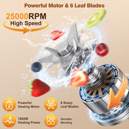 PRASKY Professional Countertop Blender with Heating, 53OZ Glass Blender with Stainless Steel Insulated Cup