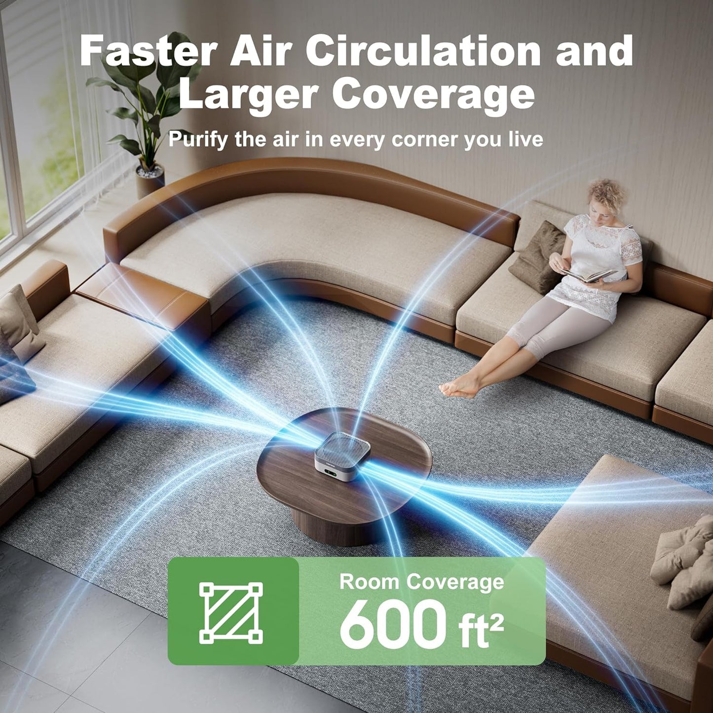 2B - PRASKY Air Purifiers,  True HEPA Air Cleaner with 3 Speeds and Timers for Home, Office, Up to 600 ft² (Gray)