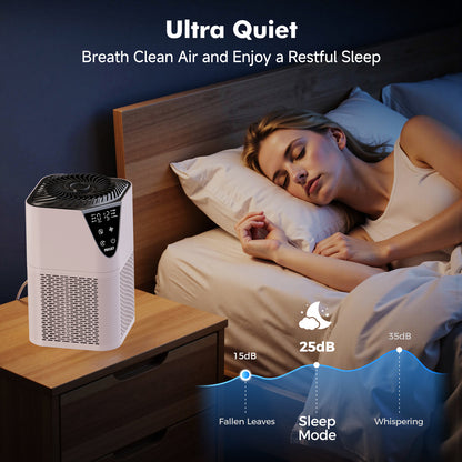 PRASKY Air Purifier for Home Large Room up to 1076 Sq ft, Remove Smoke Dust Allergies (Pink)