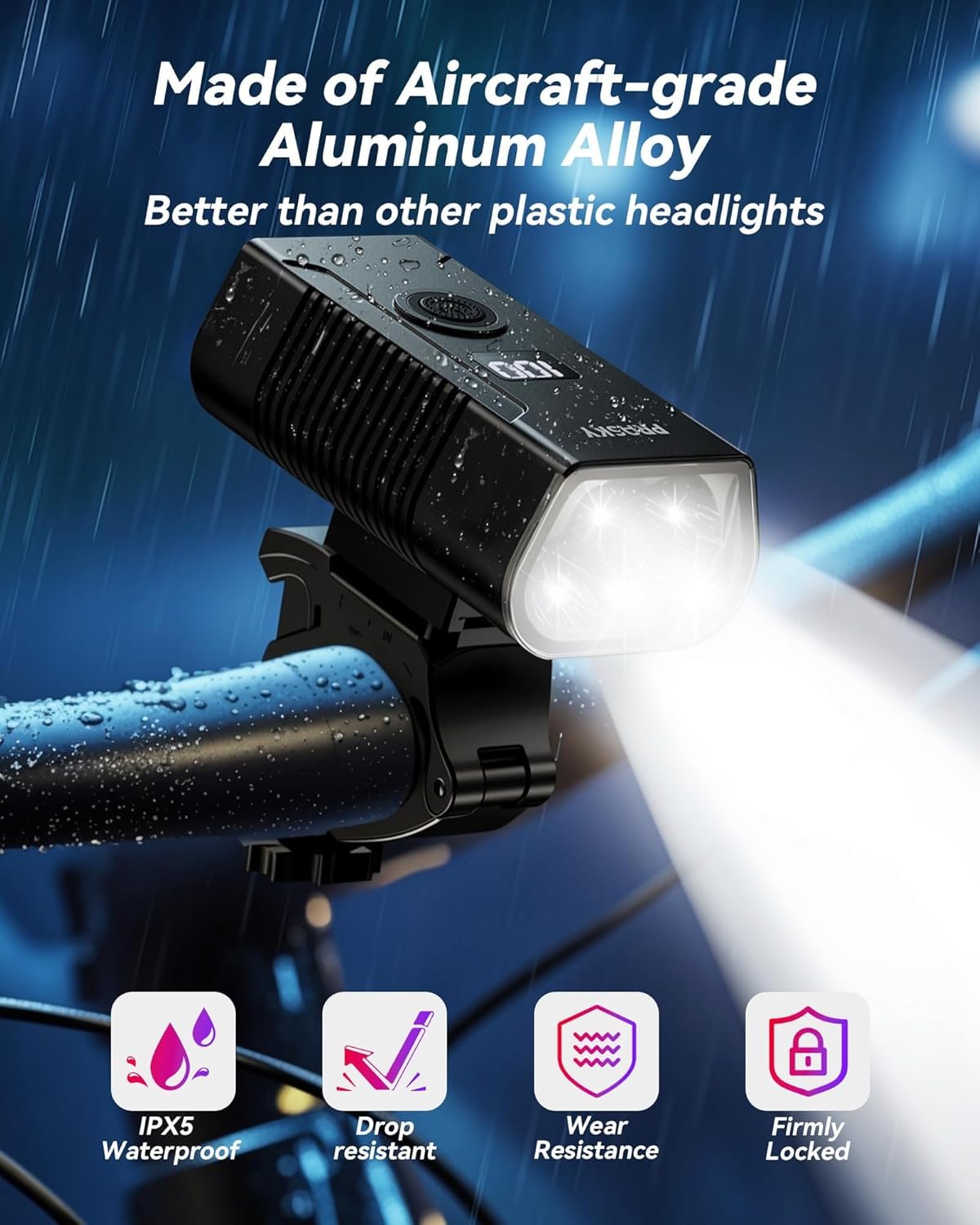 Bike Lights for Night Riding, 6+4 Modes LED Headlight and Taillight Set, 9000 Lumens USB-C Rechargeable, Waterproof Bicycle Front and Rear Lights for Cyclists and Commuters Accessories