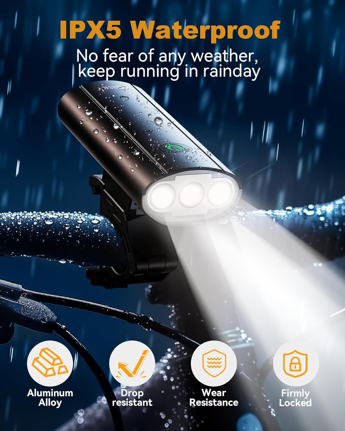 2B - Super Bright Bike Lights for Night Riding, USB Rechargeable Mountain Bicycle Headlight, Waterproof, 6+4 Light Modes Bike Light Set for Cyclists and Commuters