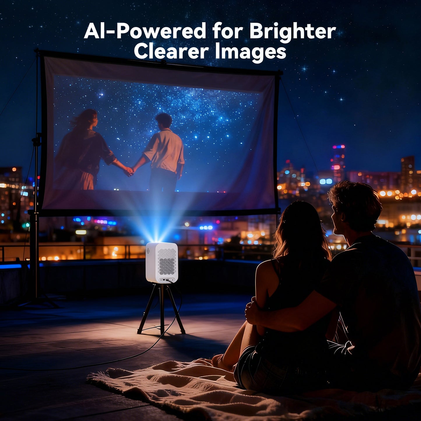 HP CC360 FHD Smart Projector with Wi-Fi, Bluetooth, Wireless Projection, Auto Focus, 4K Support for Netflix, Disney+