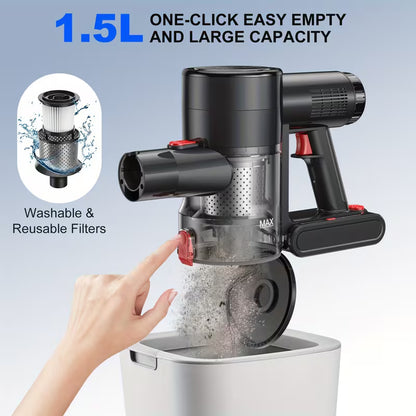 2026 Cordless Vacuum Cleaner for Home, 46Kpa Powerful Stick Vacuum with 50min Runtime, Anti-Tangle Vacuum Cleaner Strong Suction, Detachable Battery, 50.72oz Dust Cup, Rechargeable Vacuum Cleaner for Hardwood Floor Carpet Pet Hair, Car Vacuum Cleaner