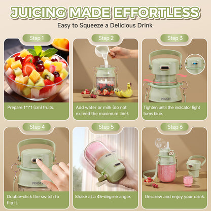 PRASKY Portable Blender, BPA Free 27oz for Juicer, Smoothies and Shakes (Green)