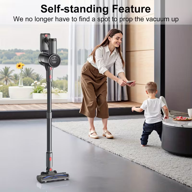 2026 Cordless Vacuum Cleaner for Home, 46Kpa Powerful Stick Vacuum with 50min Runtime, Anti-Tangle Vacuum Cleaner Strong Suction, Detachable Battery, 50.72oz Dust Cup, Rechargeable Vacuum Cleaner for Hardwood Floor Carpet Pet Hair, Car Vacuum Cleaner