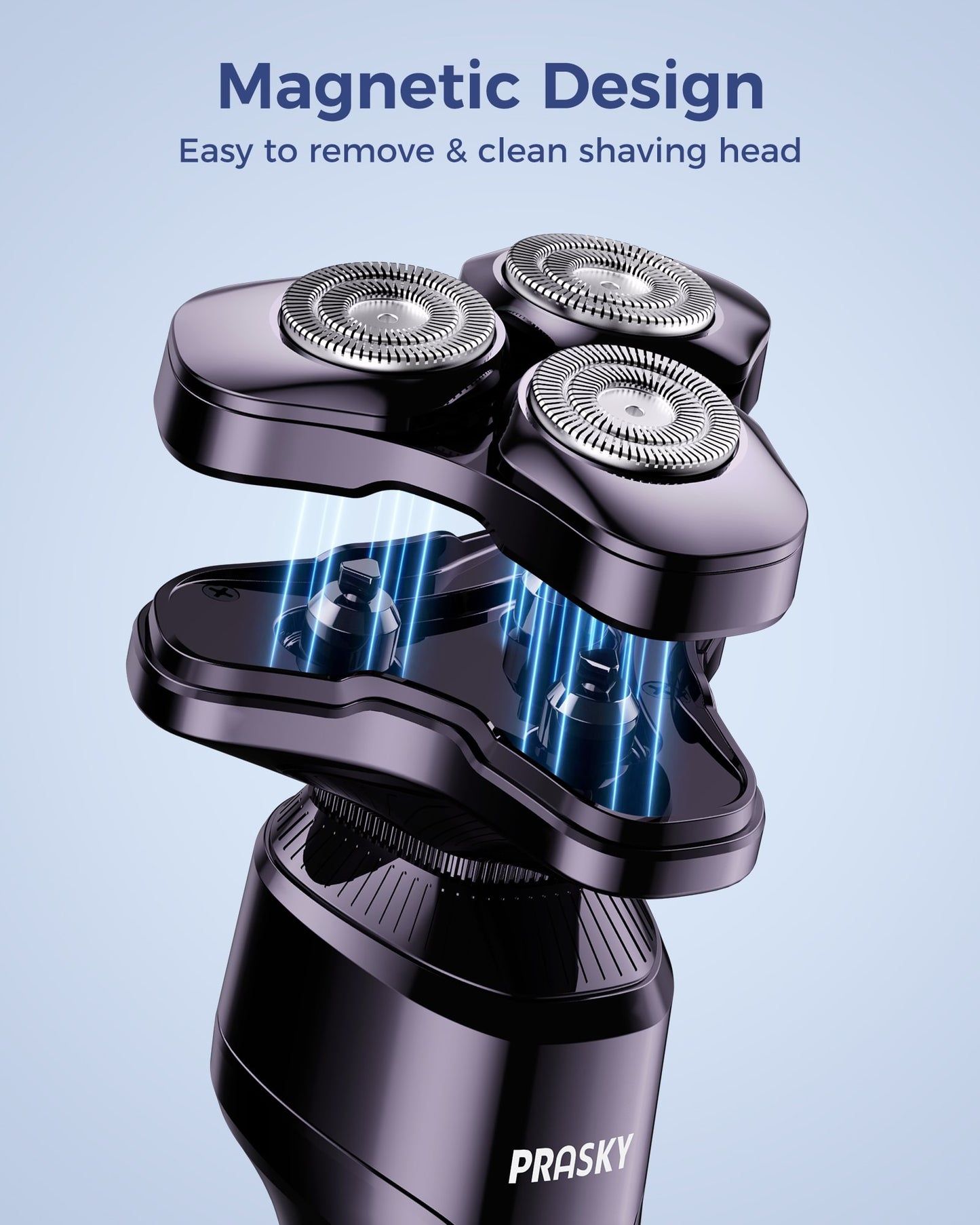 Electric Razor for Men, 3-in-1 Face Shaver, Rotary LED Display, Rechargeable, Floating Head, Replaceable Blades, Portable Travel Beard Trimmer, Hair Clippers Kit, Ideal Gift - Purple