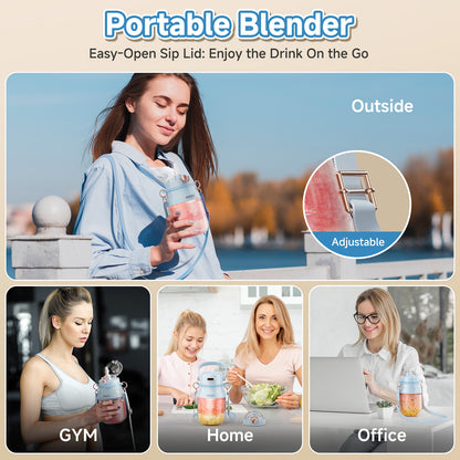 PRASKY Portable Blender, BPA Free 27oz for Juicer, Smoothies and Shakes (Blue)