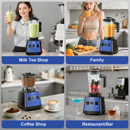 2026 PRASKY Countertop Blender, 2-in-1 Professional Blender, 68oz Capacity 1000W 6 Speeds Blender for Kitchen with 25oz to-go Cup (Blue)