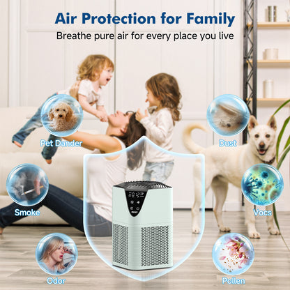 PRASKY Air Purifier for Home Large Room up to 1076 Sq ft, Remove Smoke Dust Allergies (Green)