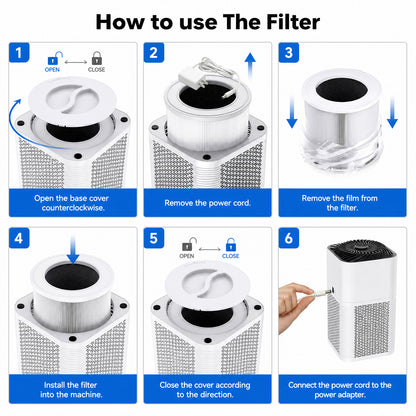 PRASKY Air Purifier for Home with Filter Brusher 1076 Sq Ft Coverage, True HEPA Filter for Pets, Smoke & Allergies | Quiet for Bedroom/Living Room (White)