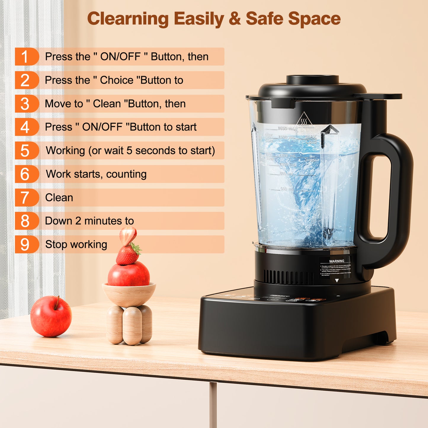 2B - PRASKY Countertop Blender with Heating, 55oz Glass Jar, 1000W Blender for Smoothie, Nut Milk, Soup