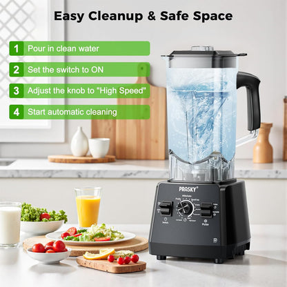 Blenders for Kitchen, Smoothie Blender, 2400W PRASKY Countertop Blender with 101oz Juice & Grinder Jar, BPA-Free, 25000 RPM Blender for Smoothies, Ice, Frozen Fruit (Gray, 3L)