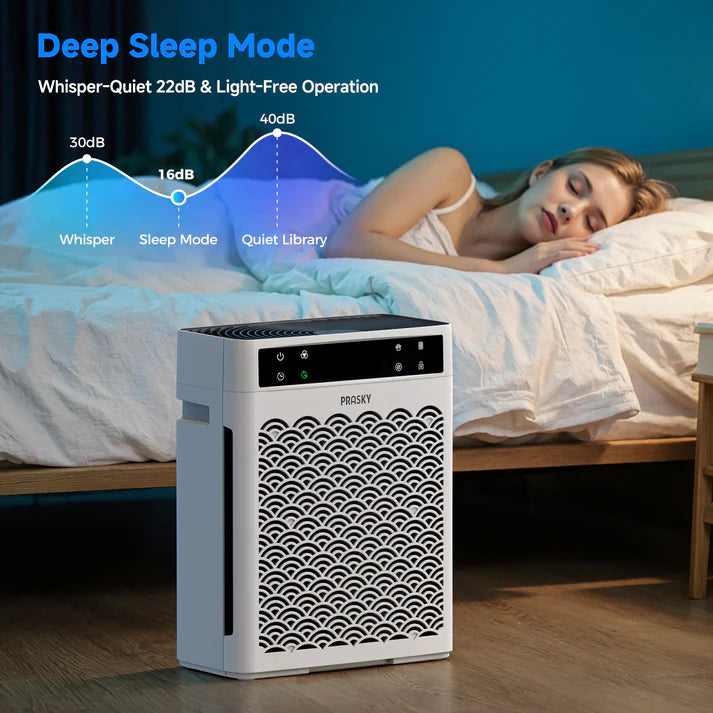 2026 Air Purifier, PRASKY Air Purifier for Home Large Room with Activated Carbon & True HEPA Air Filters Up To 99.97% of Dust Pets Smoke Pollen Dander Smell Hair, Air Cleaner Office, Dorm room, Pets, Car
