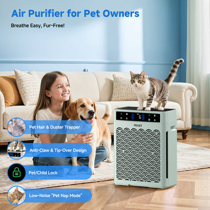 PRASKY Air Purifier for Home Large Room up to 2250 Sq ft, Remove Smoke Dust Allergies