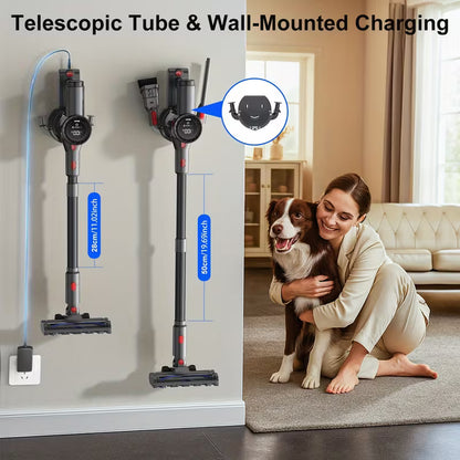 2026 Cordless Vacuum Cleaner for Home, 46Kpa Powerful Stick Vacuum with 50min Runtime, Anti-Tangle Vacuum Cleaner Strong Suction, Detachable Battery, 50.72oz Dust Cup, Rechargeable Vacuum Cleaner for Hardwood Floor Carpet Pet Hair, Car Vacuum Cleaner