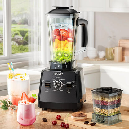 PRASKY Countertop Blender, Blenders for Kitchen with 1000W Motor, 70oz Large Capacity, Professional Blenders for Smoothies, Juicers, Coffee Beans, Grains, and Spices