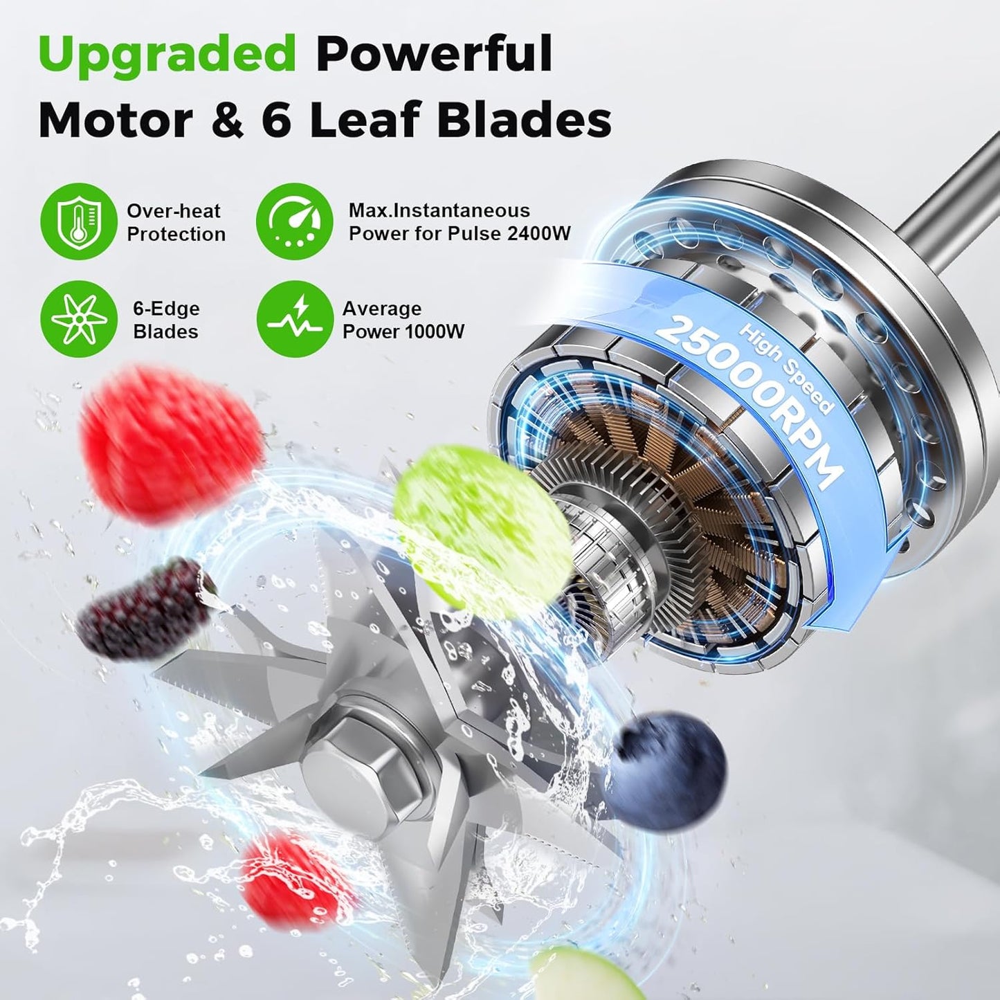 Blenders for Kitchen, Smoothie Blender, 2400W PRASKY Countertop Blender with 101oz Juice & Grinder Jar, BPA-Free, 25000 RPM Blender for Smoothies, Ice, Frozen Fruit (Gray, 3L)